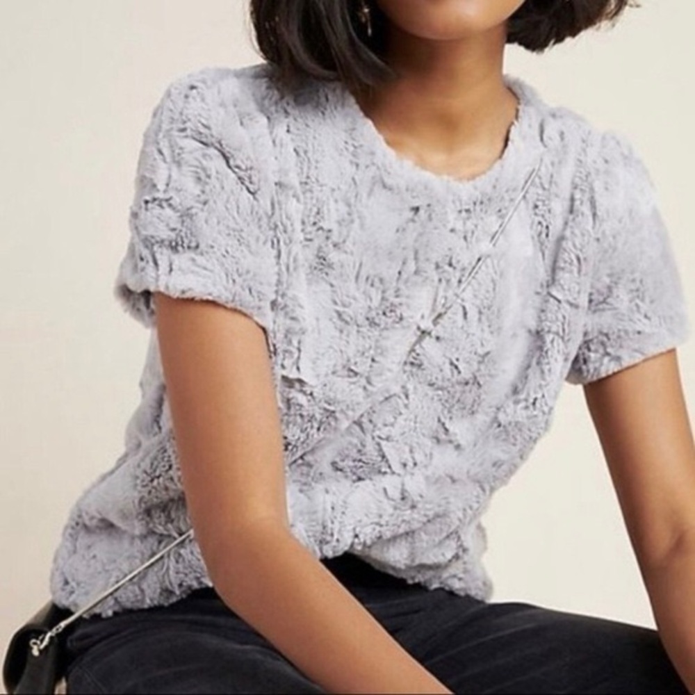 Anthropologie Soft Gray Short Sleeve Tee